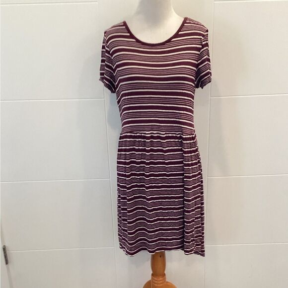 Medium Roxy Striped Burgundy Dress - Picture 2 of 11